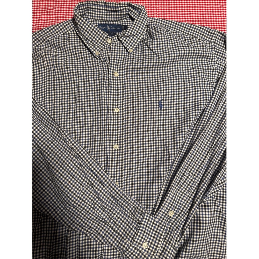 Ralph Lauren Blake Men's Gingham Button Down Shirt Long Sleeve Size L